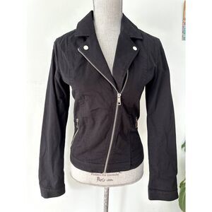 NWT H&M Black Cotton Moto Biker Jacket Grunge size Junior 14Y+
